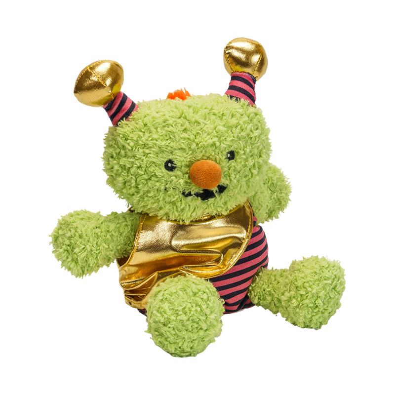 Мягкие игрушки-монстры с длинными рогами и зеленым цветом