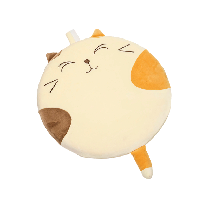 Белые улыбающиеся круглые плюшевые подушки в виде кошек