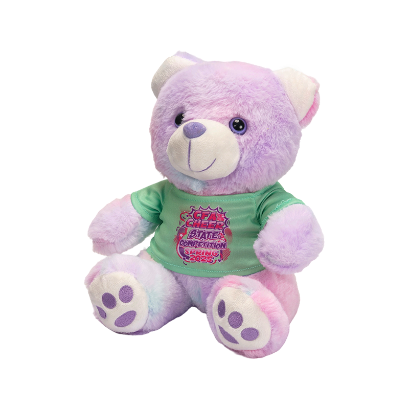 Мягкие игрушки плюшевого мишки с сиреневым набивным рисунком