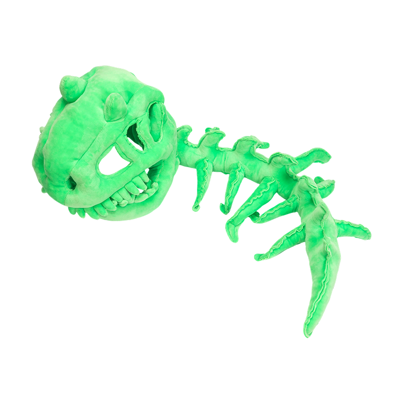 Зеленая мягкая шапка в виде скелета динозавра детского размера