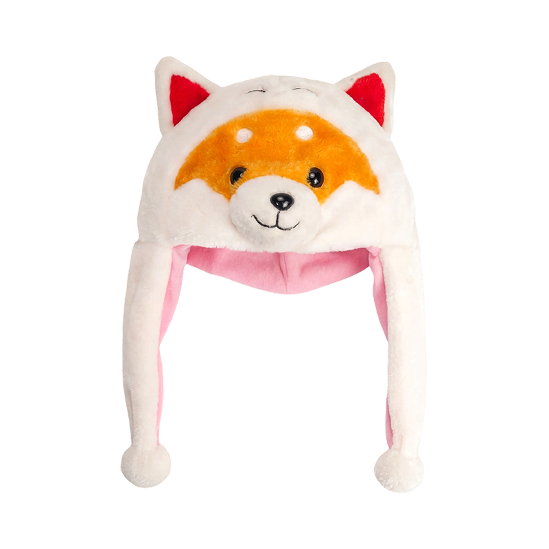 Белая плюшевая шапка для собак